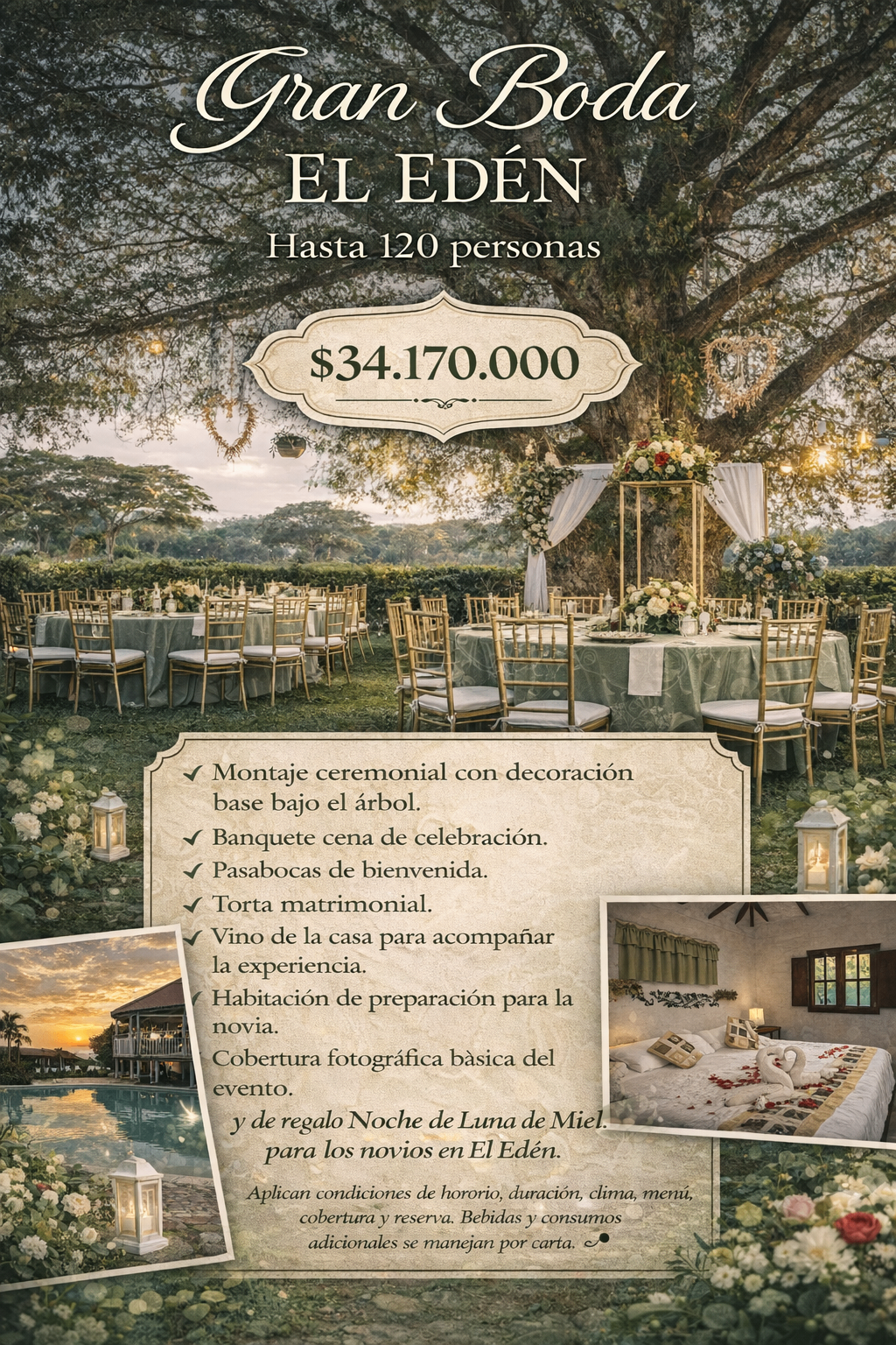 Pieza promocional Gran Boda El Edén - boda campestre en El Edén Hotel Resort