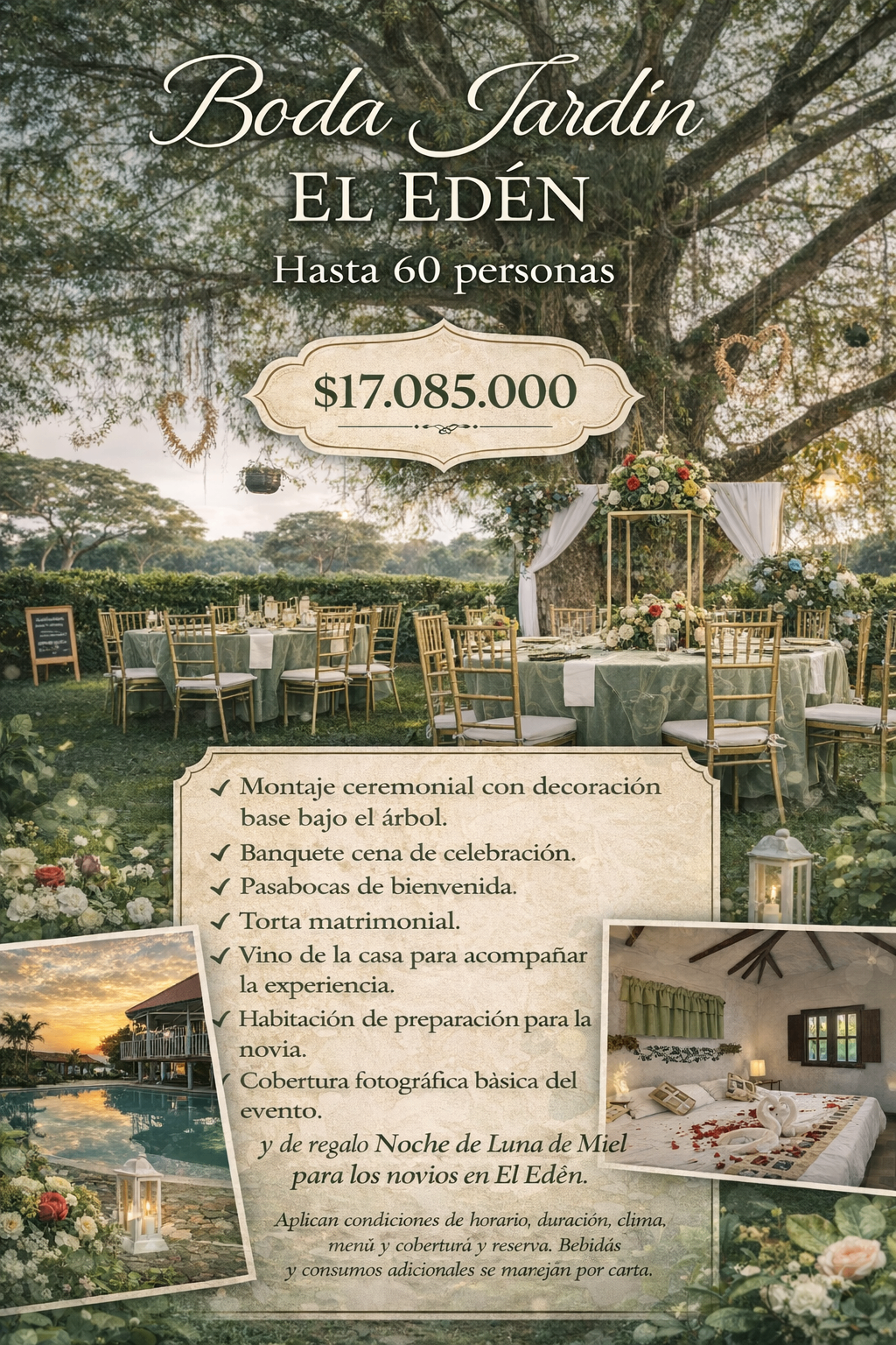 Pieza promocional Boda Jardín El Edén - boda campestre en El Edén Hotel Resort